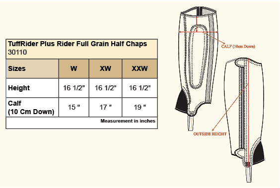 Tuff Rider Boot Size Chart