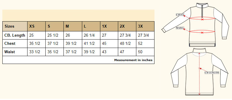 Equine Couture Shirt Size Chart