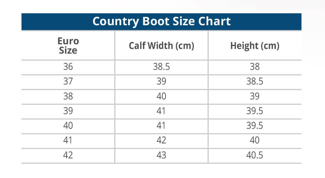 Ovation Boots Size Chart