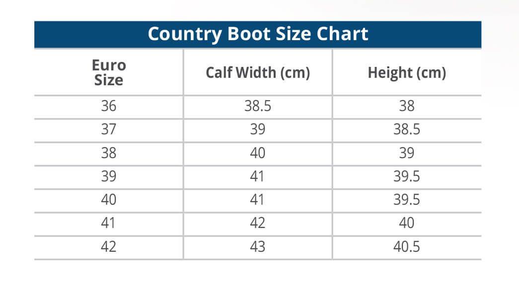 Ovation Boot Size Chart